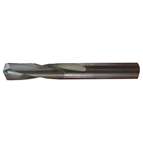 #29 Dia. × 0.136″ Shank × 5/8″ Flute Length × 2″ OAL, Stub, 118°, Bright, 2xD Flute, Round Solid Carbide Drill - Exact Industrial Supply