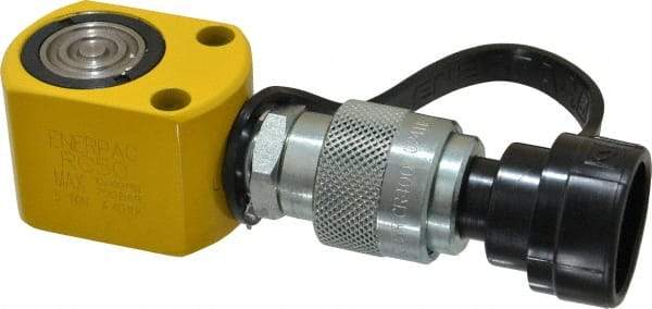 Enerpac - 5 Ton, 0.63" Stroke, 0.62 Cu In Oil Capacity, Portable Hydraulic Single Acting Cylinder - 0.99 Sq In Effective Area, 1.63" Lowered Ht., 2.25" Max Ht., 1.13" Cyl Bore Diam, 1" Plunger Rod Diam, 10,000 Max psi - Eagle Tool & Supply