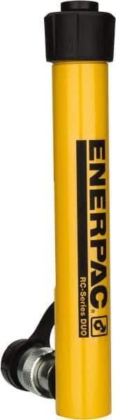 Enerpac - 5 Ton, 7" Stroke, 6.96 Cu In Oil Capacity, Portable Hydraulic Single Acting Cylinder - 0.99 Sq In Effective Area, 10.75" Lowered Ht., 17.75" Max Ht., 1.13" Cyl Bore Diam, 1" Plunger Rod Diam, 10,000 Max psi - Eagle Tool & Supply