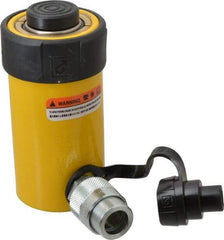 Enerpac - 15 Ton, 2" Stroke, 6.28 Cu In Oil Capacity, Portable Hydraulic Single Acting Cylinder - 3.14 Sq In Effective Area, 5.88" Lowered Ht., 7.88" Max Ht., 2" Cyl Bore Diam, 1.625" Plunger Rod Diam, 10,000 Max psi - Eagle Tool & Supply