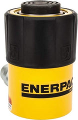 Enerpac - 25 Ton, 1" Stroke, 5.16 Cu In Oil Capacity, Portable Hydraulic Single Acting Cylinder - 5.16 Sq In Effective Area, 5.5" Lowered Ht., 6.5" Max Ht., 2.56" Cyl Bore Diam, 2.25" Plunger Rod Diam, 10,000 Max psi - Eagle Tool & Supply