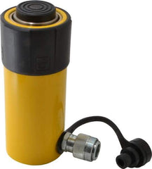 Enerpac - 25 Ton, 4" Stroke, 20.63 Cu In Oil Capacity, Portable Hydraulic Single Acting Cylinder - 5.16 Sq In Effective Area, 8.5" Lowered Ht., 12.5" Max Ht., 2.56" Cyl Bore Diam, 2.25" Plunger Rod Diam, 10,000 Max psi - Eagle Tool & Supply