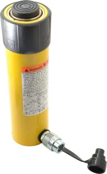 Enerpac - 25 Ton, 8.25" Stroke, 42.55 Cu In Oil Capacity, Portable Hydraulic Single Acting Cylinder - 5.16 Sq In Effective Area, 12.75" Lowered Ht., 21" Max Ht., 2.56" Cyl Bore Diam, 2.25" Plunger Rod Diam, 10,000 Max psi - Eagle Tool & Supply