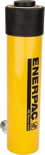 Enerpac - 25 Ton, 10.25" Stroke, 52.86 Cu In Oil Capacity, Portable Hydraulic Single Acting Cylinder - 5.16 Sq In Effective Area, 14.75" Lowered Ht., 25" Max Ht., 2.56" Cyl Bore Diam, 2.25" Plunger Rod Diam, 10,000 Max psi - Eagle Tool & Supply