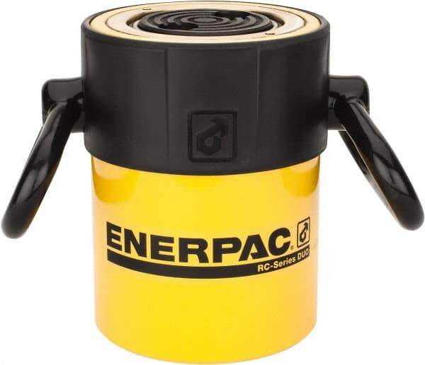 Enerpac - 50 Ton, 2" Stroke, 22.09 Cu In Oil Capacity, Portable Hydraulic Single Acting Cylinder - 11.04 Sq In Effective Area, 6.94" Lowered Ht., 8.94" Max Ht., 3.75" Cyl Bore Diam, 3.125" Plunger Rod Diam, 10,000 Max psi - Eagle Tool & Supply