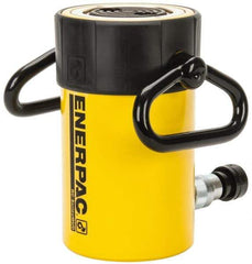 Enerpac - 50 Ton, 4" Stroke, 44.18 Cu In Oil Capacity, Portable Hydraulic Single Acting Cylinder - 11.04 Sq In Effective Area, 8.94" Lowered Ht., 12.94" Max Ht., 3.75" Cyl Bore Diam, 3.125" Plunger Rod Diam, 10,000 Max psi - Eagle Tool & Supply