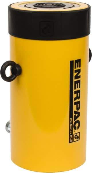 Enerpac - 100 Ton, 6.63" Stroke, 136.67 Cu In Oil Capacity, Portable Hydraulic Single Acting Cylinder - 20.63 Sq In Effective Area, 14.06" Lowered Ht., 20.69" Max Ht., 5.13" Cyl Bore Diam, 4.125" Plunger Rod Diam, 10,000 Max psi - Eagle Tool & Supply