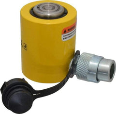 Enerpac - 10 Ton, 1.5" Stroke, 3.35 Cu In Oil Capacity, Portable Hydraulic Low Profile Cylinder - 2.24 Sq In Effective Area, 3.47" Lowered Ht., 4.97" Max Ht., 1.69" Cyl Bore Diam, 1.5" Plunger Rod Diam, 10,000 Max psi - Eagle Tool & Supply