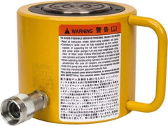 Enerpac - 100 Ton, 2.25" Stroke, 44.18 Cu In Oil Capacity, Portable Hydraulic Low Profile Cylinder - 19.64 Sq In Effective Area, 5.56" Lowered Ht., 7.81" Max Ht., 5" Cyl Bore Diam, 3.63" Plunger Rod Diam, 10,000 Max psi - Eagle Tool & Supply