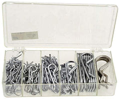 Precision Brand - 150 Piece, 1/16 to 3/16" Pin Diam, Hitch Pin Assortment - 1-9/16 to 3-1/4" Long, Steel - Eagle Tool & Supply