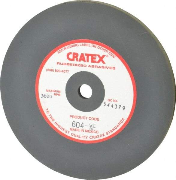 Cratex - 6" Diam x 1/2" Hole x 1/4" Thick, Surface Grinding Wheel - Silicon Carbide, Extra Fine Grade, 3,600 Max RPM, Rubber Bond, No Recess - Eagle Tool & Supply