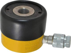 Enerpac - 12 Ton, 0.31" Stroke, 0.86 Cu In Oil Capacity, Portable Hydraulic Hollow Hole Cylinder - 2.76 Sq In Effective Area, 2.19" Lowered Ht., 2.5" Max Ht., 2.13" Cyl Bore Diam, 1.38" Plunger Rod Diam, 10,000 Max psi - Eagle Tool & Supply