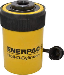 Enerpac - 20 Ton, 2" Stroke, 9.46 Cu In Oil Capacity, Portable Hydraulic Hollow Hole Cylinder - 4.73 Sq In Effective Area, 6.38" Lowered Ht., 8.38" Max Ht., 2.88" Cyl Bore Diam, 2.13" Plunger Rod Diam, 10,000 Max psi - Eagle Tool & Supply