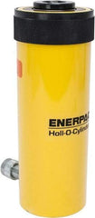 Enerpac - 30 Ton, 6.13" Stroke, 44.23 Cu In Oil Capacity, Portable Hydraulic Hollow Hole Cylinder - 7.22 Sq In Effective Area, 13" Lowered Ht., 19.13" Max Ht., 3.5" Cyl Bore Diam, 2.5" Plunger Rod Diam, 10,000 Max psi - Eagle Tool & Supply