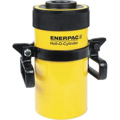 Enerpac - 60 Ton, 6" Stroke, 76.41 Cu In Oil Capacity, Portable Hydraulic Hollow Hole Cylinder - 12.73 Sq In Effective Area, 12.75" Lowered Ht., 18.75" Max Ht., 4.88" Cyl Bore Diam, 3.63" Plunger Rod Diam, 10,000 Max psi - Eagle Tool & Supply