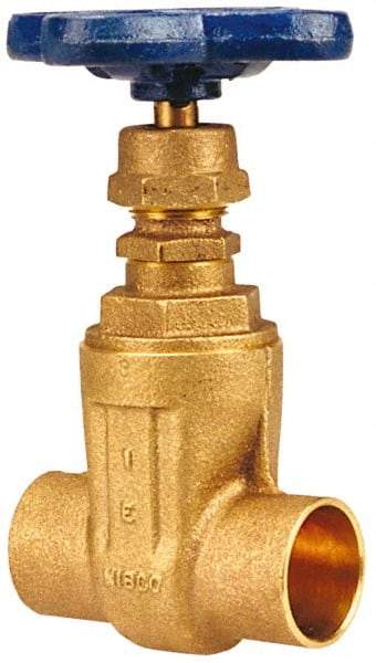 NIBCO - 3/8" Pipe, Class 125, Soldered Bronze Solid Wedge Stem Gate Valve - 200 WOG, 125 WSP, Screw-In Bonnet - Eagle Tool & Supply