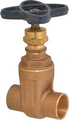 NIBCO - 1" Pipe, Class 125, Soldered Bronze Solid Wedge Stem Gate Valve - 200 WOG, 125 WSP, Screw-In Bonnet - Eagle Tool & Supply