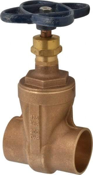 NIBCO - 2" Pipe, Class 125, Soldered Bronze Solid Wedge Stem Gate Valve - 200 WOG, 125 WSP, Screw-In Bonnet - Eagle Tool & Supply