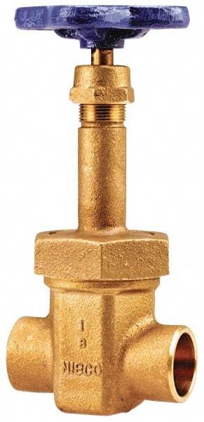NIBCO - 1/2" Pipe, Class 150, Soldered Bronze Solid Wedge Rising Stem Gate Valve with Oxygen Service - 300 WOG, 150 WSP, Bolted Bonnet - Eagle Tool & Supply