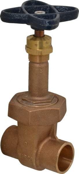 NIBCO - 1" Pipe, Class 150, Soldered Bronze Solid Wedge Rising Stem Gate Valve - 300 WOG, 150 WSP, Bolted Bonnet - Eagle Tool & Supply