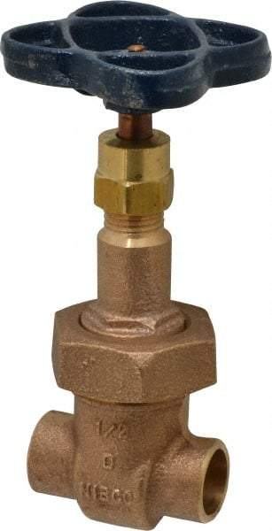 NIBCO - 1/2" Pipe, Class 150, Soldered Bronze Solid Wedge Rising Stem Gate Valve - 300 WOG, 150 WSP, Bolted Bonnet - Eagle Tool & Supply