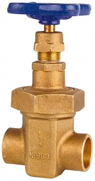 NIBCO - 2-1/2" Pipe, Class 150, Soldered Bronze Solid Wedge Stem Gate Valve - 300 WOG, 150 WSP, Union Bonnet - Eagle Tool & Supply