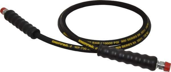 Enerpac - 1/4" Inside Diam x 3/8 NPT 6' Hydraulic Pump Hose - 10,000 psi, 3/8 NPTF Male Opposite End, Rubber - Eagle Tool & Supply