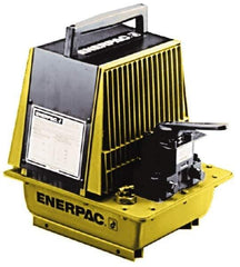 Enerpac - 10,000 psi Air-Hydraulic Pump & Jack - 1 Gal Oil Capacity, 3-Way, 2 Position Valve, Use with Single Acting Cylinders, Advance & Retract - Eagle Tool & Supply