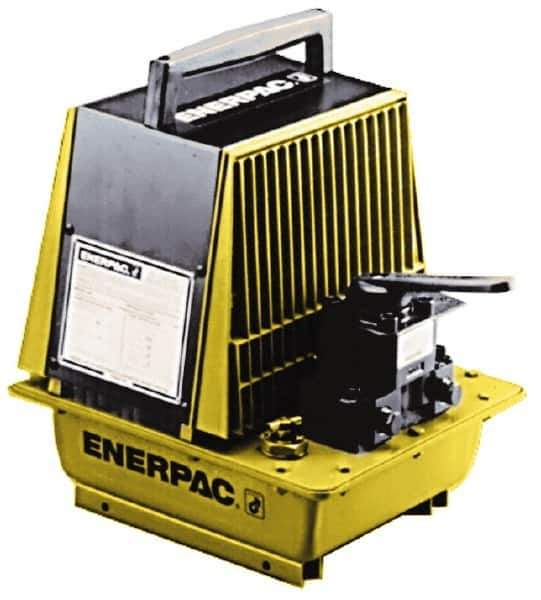 Enerpac - 10,000 psi Air-Hydraulic Pump & Jack - 1 Gal Oil Capacity, 4-Way, 3 Position Valve, Use with Double Acting Cylinders, Advance, Hold & Retract - Eagle Tool & Supply