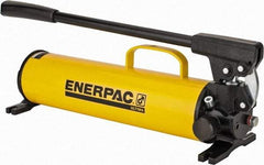 Enerpac - 1" Piston Stroke, 1-1/8" Piston Diam, 1.00, 0.15 Cu In per Stroke, 134 Cu In Reservoir Capacity, Manual Hydraulic Pump - 10,000 psi, 77 Lbs. Max Handle Effort, 2 Stage - Eagle Tool & Supply