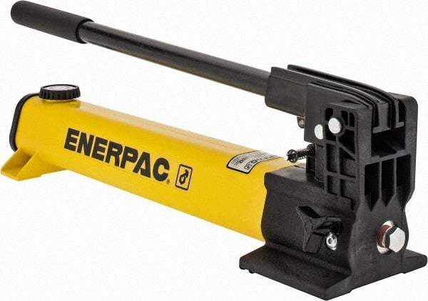 Enerpac - 1" Piston Stroke, 0.94" Diam, 0.687, 0.151" Cu In per Stroke, 55 Cu In Reservoir Capacity, Manual Hydraulic Pump - 10,000 psi, 93 Lbs. Max Handle Effort - Eagle Tool & Supply