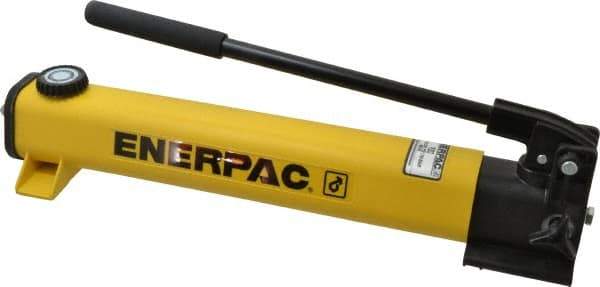 Enerpac - 1/2" Piston Stroke, 3/4" Diam, 0.221, 0.055" Cu In per Stroke, 55 Cu In Reservoir Capacity, Manual Hydraulic Pump - 10,000 psi, 63 Lbs. Max Handle Effort - Eagle Tool & Supply