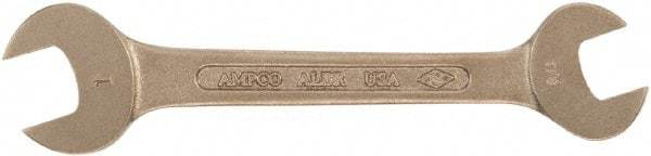 Ampco - 13mm x 15mm Nonsparking Open End Wrench - 5-3/4" OAL, Double End, Plain Finish - Eagle Tool & Supply