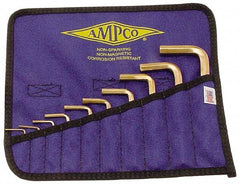 Ampco - 10 Piece L-Key Short Arm Hex Key Set - Hex Range 1.5 to 10mm, Beryllium Copper - Eagle Tool & Supply