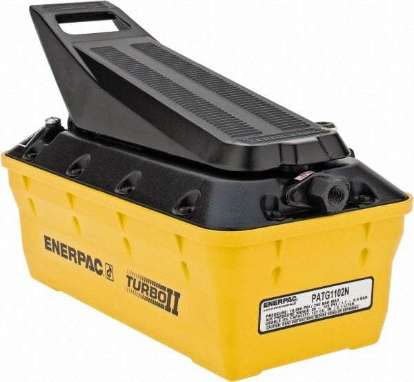 Enerpac - 10,000 psi Air-Hydraulic Pump & Jack - 127 Cu In Oil Capacity, Use with Single Acting Cylinders, Advance, Hold & Retract - Eagle Tool & Supply