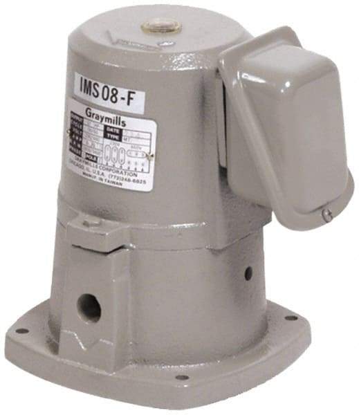 Graymills - 230/460 Volt, 1/8 hp, 3 Phase, 3,450 RPM, Cast Iron Suction Machine Tool & Recirculating Pump - 9.5 GPM, 3/8" Inlet, 12 psi, 5-1/2" Long x 5-1/2" Mounting Flange Width, 7-3/32" Overall Height, Metric Thread, Plastic Impeller - Eagle Tool & Supply
