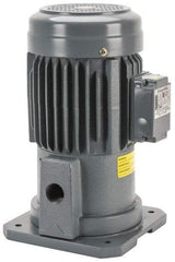 Graymills - 230/460 Volt, 1 hp, 3 Phase, 3,450 RPM, Cast Iron Suction Machine Tool & Recirculating Pump - 48 GPM, 1" Inlet, 60 psi, 8" Long x 8" Mounting Flange Width, 13-15/16" Overall Height, Metric Thread, Aluminum Impeller - Eagle Tool & Supply