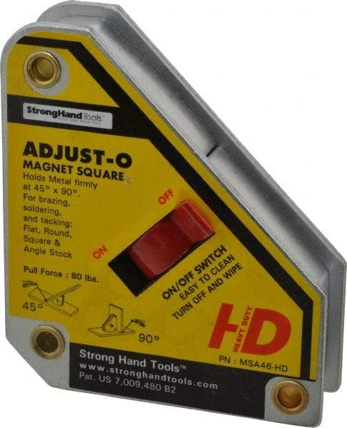 Strong Hand Tools - 3-3/4" Wide x 1-1/8" Deep x 4-3/8" High Magnetic Welding & Fabrication Square - 65 Lb Average Pull Force - Eagle Tool & Supply