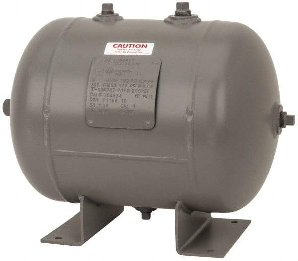 Made in USA - 7 Gallon, 200 Max psi Universal Horizontal Tank - 3/4" Inlet, 17" Tank Length x 12" Tank Diam - Eagle Tool & Supply