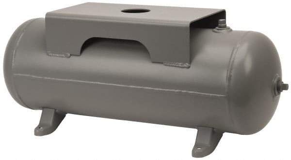 Made in USA - 10 Gallon, 200 Max psi Horizontal Tank with Plate - 30" Tank Length x 10" Tank Diam - Eagle Tool & Supply