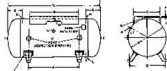 Made in USA - 200 Gallon, 200 Max psi Horizontal Tank with Plate - 2" Inlet, 72" Tank Length x 30" Tank Diam - Eagle Tool & Supply