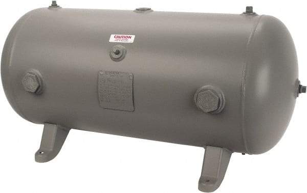 Made in USA - 30 Gallon, 200 Max psi Horizontal Tank - 1-1/2" Inlet, 38" Tank Length x 16" Tank Diam - Eagle Tool & Supply