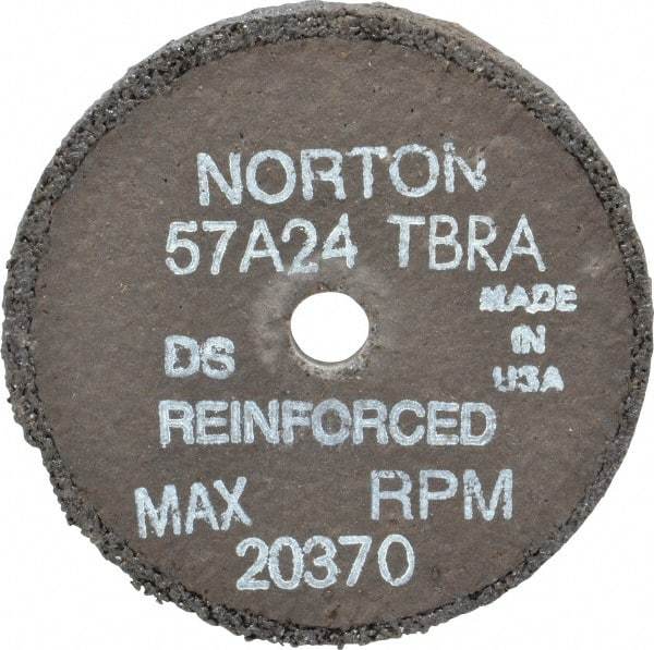 Norton - 3" Diam x 3/8" Hole x 1/4" Thick, T Hardness, 24 Grit Surface Grinding Wheel - Aluminum Oxide, Type 1, Very Coarse Grade, 20,370 Max RPM, No Recess - Eagle Tool & Supply