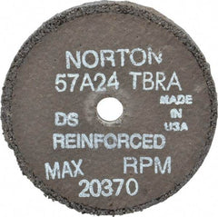 Norton - 3" Diam x 3/8" Hole x 1/4" Thick, T Hardness, 24 Grit Surface Grinding Wheel - Aluminum Oxide, Type 1, Very Coarse Grade, 20,370 Max RPM, No Recess - Eagle Tool & Supply