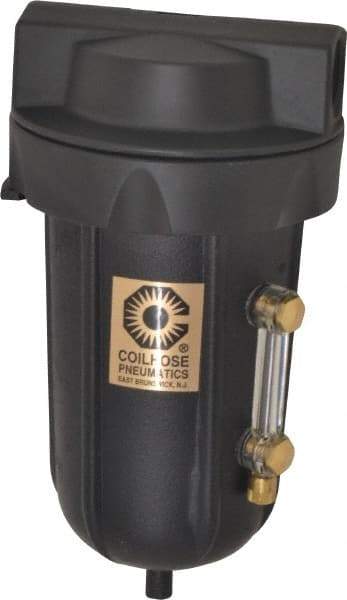 Coilhose Pneumatics - 1/2" Port, 7" High, FRL Filter with Aluminum Bowl & Automatic Drain - 250 Max psi, 250°F Max, 8 oz Bowl Capacity - Eagle Tool & Supply