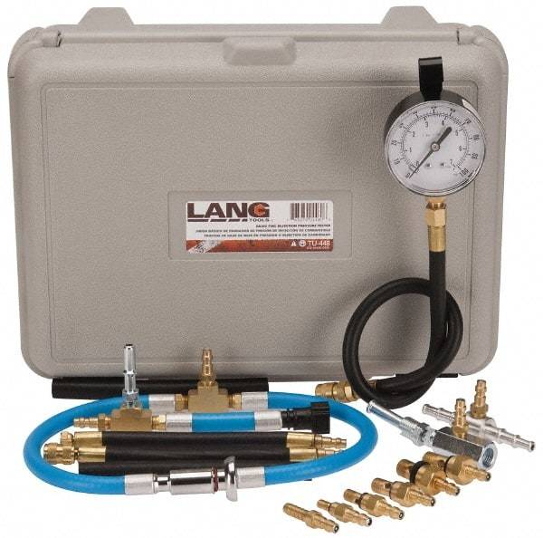 Value Collection - 16" Hose Length, 0 to 100 psi, Mechanical Automotive Basic Fuel Injection Pressure Tester - 1 Lb Graduation, Steel - Eagle Tool & Supply