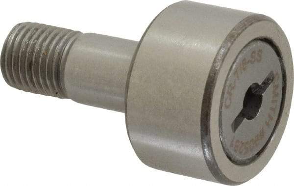 Accurate Bushing - 7/8" Roller Diam x 1/2" Width, 3/8" Stud Diam x 7/8" Length, Stud Cam Follower - Stainless Steel, 3/8" Thread Length, 3/8-24 Thread, 1-3/8" OAL, 1,245 Lb Dynamic Cap - Eagle Tool & Supply