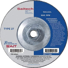 Sait - 7" Wheel Diam, 3/32" Wheel Thickness, Type 27 Depressed Center Wheel - Ceramic, Resinoid Bond, 8,500 Max RPM, Compatible with Angle Grinder - Eagle Tool & Supply