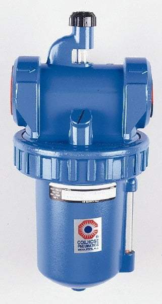 Coilhose Pneumatics - 1-1/2 NPT Port, 250 Max psi, Large Capacity Lubricator - Metal Bowl, Zinc Body, 50 CFM, 150°F Max, 11" High - Eagle Tool & Supply
