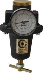 Coilhose Pneumatics - 1/2 NPT Port, 80 CFM, Cast Aluminum Heavy-Duty T-Handle Regulator - 0 to 60 psi Range, 250 Max psi Supply Pressure, 1/4" Gauge Port Thread, 4" Wide x 7" High - Eagle Tool & Supply